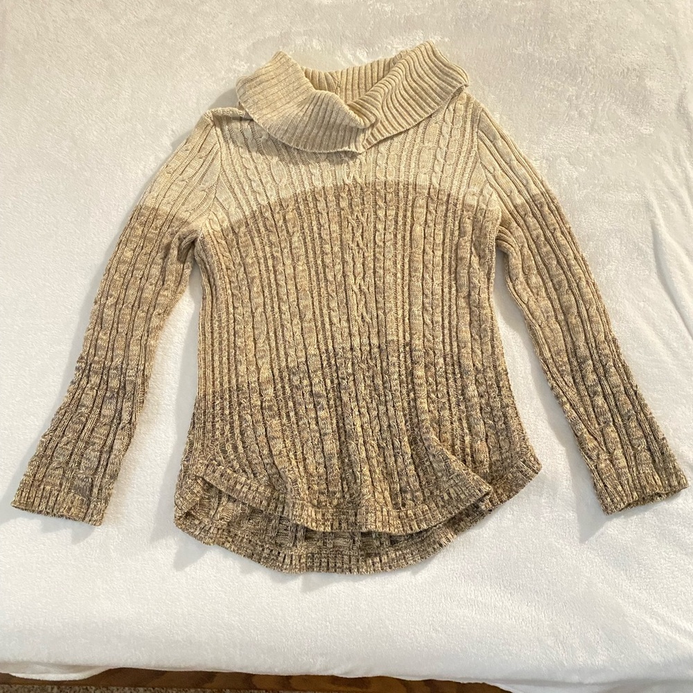 JEANNE PIERRE MultiColor Ribbed Cowl Neck Sweater